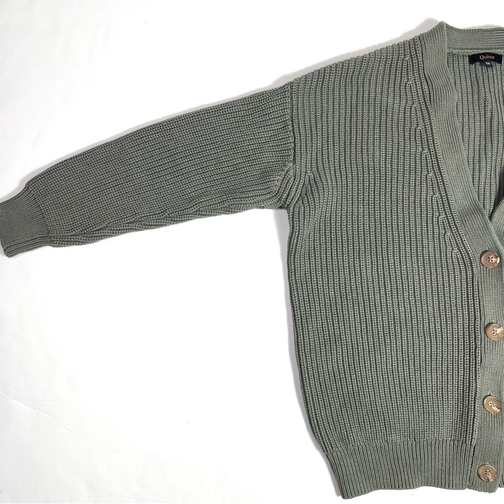 Quince Organic Cotton Oversized Boyfriend Cardigan Sweater Agave Green Size XS - Picture 10 of 14